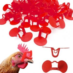 OHYER 50 Pièces Lunettes de Poulet Lunettes Yeux de Poulet Anti-Picorage Lunettes Anti-Picage en Plastique pour Poulet sans Boulon Équipement Agricole de Volaille Pour Anti-pecking (50, 55*26mm) (Chixiaomaoyi, neuf)