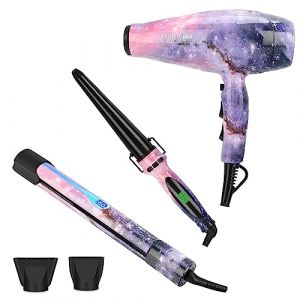 3 EN 1 S&egrave;che Cheveux + Lisseur Cheveux + Boucleur &agrave; Cheveux, PARWIN PRO BEAUTY Styling Set, Seche Cheveux Professionnel, Fer &agrave; Boucler, Fer &agrave; Lisser. Th&egrave;me Galactic Star, Cadeau Femme (PARWIN PRO BEAUTY, neuf)