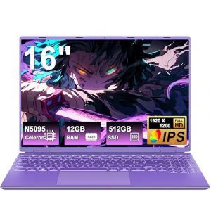 NOTODD Ordinateur Portable 16 Pouces, 4 c&oelig;urs Celeron N5095 (jusqu'&agrave; 2,9 GHz) 12+512GB SSD Soutien Extension 1TB,PC Portable Gamer Win11 avec 5G WiFi 1920x1200 BT4.2 AZERTY Clavier Couverture-Violet (ERIK SERVICE EOOD, neuf)
