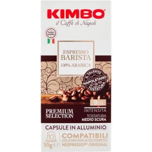 KIMBO - Café Espresso Barista - Café Capsule 100% Arabica - Café Italien Authentique - Intensité 9 / Medium-Dark Roast - Lot de 10 Boîtes de 10 Capsules aluminium Compatibles Avec Nespresso® (LES MENUS DU MONDE, neuf)