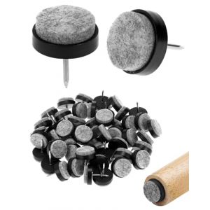 HUVZOR Lot de 50 patins en feutre pour chaises, patins en feutre avec clou, patins pour chaise &agrave; vis, ronds, &Oslash; 22 mm, patins de chaise &agrave; clouer pour stratifi&eacute;, parquet (Volumetech OU, neuf)