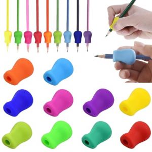 Devenirriche Lot de 10 aides à l'écriture pour enfants, poignées à crayons, poignée ergonomique en silicone pour aide à l'écriture, porte-stylo, aide à l'écriture, outil de correction de posture d'éc (NingdeeX, neuf)
