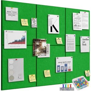 Kongming Lot de 6 tableaux d'affichage autocollants en feutre - Tableau d'affichage avec 40 punaises - Tableau d'affichage de 9 mm d'épaisseur - 30 x 30 cm - Grande décoration murale pour photos (Kongming Direct, neuf)