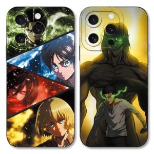 2 Pi&egrave;ces Coque pour Samsung Galaxy A25 5G 6.5'', Anim&eacute; Attack on Titan Eren Armin avec Protection Cam&eacute;ra Etui Housse de Haute Qualit&eacute; TPU Silicone Mince Souple Anti-Rayures Antichoc Case-Noir4 (VITAMINROX GO, neuf)