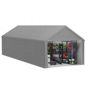 LZQ Tente de rangement 4 x 8 m - Tente &agrave; outils, abri de jardin et garage avec b&acirc;che en poly&eacute;thyl&egrave;ne robuste - Abri r&eacute;sistant aux intemp&eacute;ries avec renfort de toit et cadre de sol pour outils (Anning Home, neuf)