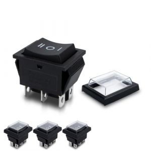 Innfeeltech 4 Mini interrupteur à bascule noir on - off - on interrupteur à bascule à 6 broches avec 4 bouchons étanches (XINGZHI TECH, neuf)
