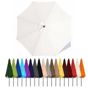 Duchunsheng Auvent De Remplacement pour Parasol De Terrasse 2m 2.3m 2.5m 2.7m 2.8m 3m 3.5m 4m 6/8 Baleines, Toile De Parasol pour Cour Jardin Plage, Protection UV Housse De Rechange(White,3m - 8Ribs) (Xiaobaodian, neuf)