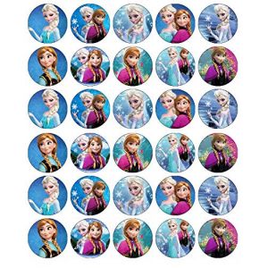 30 d&eacute;corations comestibles en papier gaufrette comestible Anna et Elsa La Reine des neiges (Ronnies-Bakery-Company, neuf)