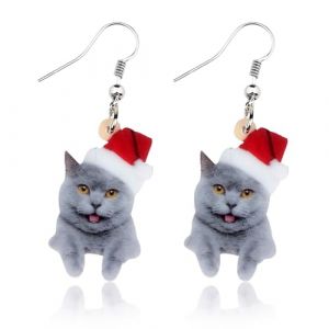 TAXTYHRE Boucles d'Oreilles de No&euml;l pour Femme, Boucle d Oreille Femme Chat, Boucles d'Oreilles Chats Mignon, Acrylique Noel Chat Pendante, Accessoires de No&euml;l pour Femme Fille (B) (tangyigroup, neuf)