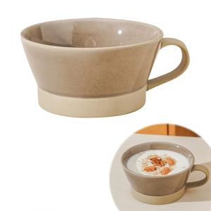 Grande tasse &agrave; caf&eacute;, 700 ml, grand bol &agrave; soupe avec poign&eacute;e, bols &agrave; c&eacute;r&eacute;ales avec anse, tasse &agrave; caf&eacute; XXL, en c&eacute;ramique, marron (iglood, neuf)