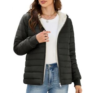CMTOP Manteau Femme Hiver Polaire Chaud Courte Veste Matelass&eacute;e, L&eacute;g&egrave;re &Eacute;l&eacute;gante Doudoune R&eacute;sistant &agrave; l'eau Parka Rembourr&eacute;e Manteaux en Peluche Blouson avec Capuche et Poches(Noir,XL) (Lemens, neuf)