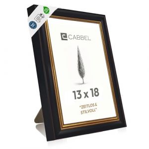 CABBEL Cadre Photo Vintage Noir-Or 13x18 cm AVI &ndash; Cadre Baroque Style Antique, Orn&eacute; d&rsquo;Ornements, Cadre D&eacute;coratif pour Photos & Affiches, &Eacute;l&eacute;gante D&eacute;coration Murale pour Salon, Galerie ou Bureau (Seller4Ever, neuf)