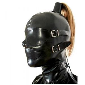 SMGZC Sexy Latex T&ecirc;te Couverture avec Perruque Queue de Cheval Latex T&ecirc;teMasque Masques Cagoule en Latex, pour Le Jeu de r&ocirc;le Party Club Wear (M) (DXXZLMY, neuf)
