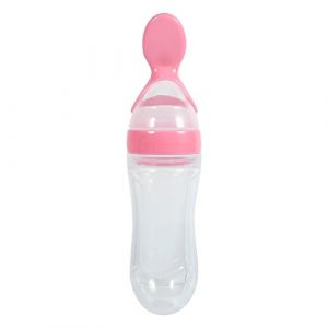 1Pc 90mL Cuillère de Distribution D'aliments pour Bébé en Silicone Nourrisson à Presser pour Fruits pour Enfants Tout-petits Garçons Fille(Rose) Mangeoire pour Bébé Spoons Spoons (Yokuna eu, neuf)