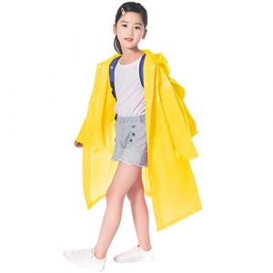 Enfant Imperméable Cape de Pluie, Vêtements Poncho de Pluie à Capuche pour Filles Garçons, Manteau Combinaison de Pluie avec Sac D'école Position pour Randonnée Camping Activités en Extérieur (Jaune) (hasmerce, neuf)