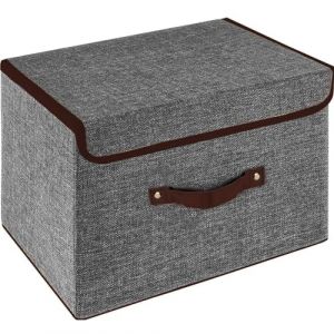 OWill Cube de rangement avec poignées,Boîtes de Rangement avec couvercles,Pliables,pour la maison, le bureau,caisse rangement 25 x 19 x 16 cm (1 pièce, gris) (GUTTAVAN Kft., neuf)