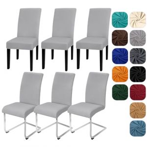 Yugarlibi Lot de 6 housses de chaise extensibles pour chaise basculante - Amovible et lavable - Protection pour cuisine, restaurant, hôtel, banquet, mariage (gris clair, 6 pièces) (Yingchengda Direct Store, neuf)
