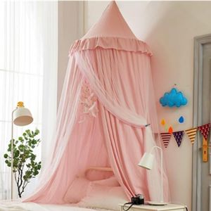 HUOQOU Baldaquin de lit pour Filles Double Couche Princesse D&ocirc;me Rond Enfants Moustiquaire r&ecirc;veuse Linge Ch&acirc;teau Tente de Jeu Maison Suspendue D&eacute;cor Niche de Lecture Baldaquins(Rose/Blanc) (blingbling textile, neuf)