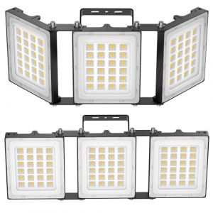 SOLLA-2025 Lite 300W LED projecteur extérieur, 30000LM, 6000K lumière du jour blanche IP66 imperméable, éclairage de sécurité extérieur réglable à 3 têtes pour les parkings, les cours-Noir-2 Pack (SOLLA Outdoor Lighting, neuf)