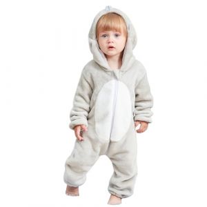 HAHASHOW B&eacute;B&eacute; d'hiver Grenouill&egrave;res Combinaison Unisexe Animal Mignon Flanelle Barboteuses Manteau &agrave; Capuche Enfants Pyjama Jumpsuit pour Gar&ccedil;on et Fille 12-18 Mois, Souris (BabyHome Supply, neuf)