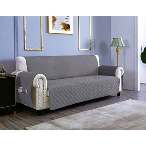 sevi's Housses de Canapé 3 Places 170cm Impermeable avec Accoudoirs, Réversible Protégé Canapes -Gris (Trame Italiane, neuf)