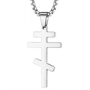 FaithHeart Pendentif Orthodoxe Russe Crucifix Eastern Église Homme Religieux Bijoux Croix Orthodoxe Russe Amulette de Protection (FaithHeart Jewellery, neuf)