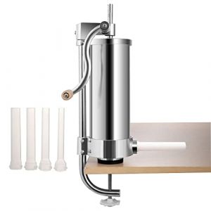 COSTWAY 3 kg Poussoir &agrave; Saucisses Viande, Machine &agrave; Saucisse en Acier Inoxydable, Remplissage de Saucisse avec 4 x Tubes (FDS GmbH, neuf)