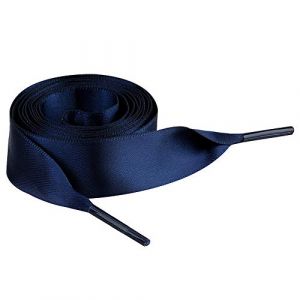 Jamron Plat Soie Ruban Satin Lacet 2CM Large pour Sneakers Ballerines Escarpin P13 Bleu Marin 80 CM (No.7 Fashion House, neuf)