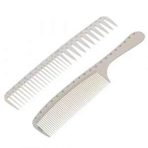MOTHNUR Lot De 2 Peignes De Coupe De Cheveux Avec Règle De Précision, Petits Peignes Multifonctions à Dents Fines Et Larges, Outils Professionnels Pour Coiffure Et Tressage, Usage Salon Et Maison (Huajiay, neuf)