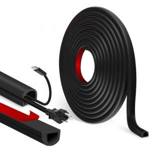 Goulotte Passe Cable adhésif Cache Cable TV Mural Semi-circulaires Cache Fil Electrique Flexible goulotte Electrique pour Le Sol Mural (Noir, 7mm×14mm×1m) (Yongyam-EU, neuf)