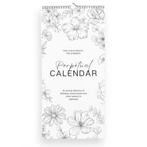 Calendrier mural mensuel perp&eacute;tuel pour anniversaires, anniversaires de mariage et dates sp&eacute;ciales | Reliure &agrave; spirale avec papier de qualit&eacute; sup&eacute;rieure 120 g/m&sup2; &ndash; Parfait pour suivre les &eacute;v&eacute;nements (Templatables, neuf)