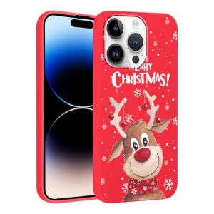 Vxinvnoi No&euml;l Coque pour iPhone 14 Pro Max, Etui en Rouge Silicone avec Collection Noel Dessin Anim&eacute; Motif Housse, Antichoc TPU Souple Bumper Protection Case pour iPhone 14 Pro Max 6,7", Cerf (FORSALOR TRADING, neuf)