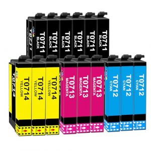 T0715 Cartouche d'encre Compatible pour Epson T0711 T0712 T0713 T0714 avec Epson Stylus SX200 SX215 SX218 SX400 SX415 SX510W SX515W DX5050 DX8450 (15 Pack) (Jhaan, neuf)