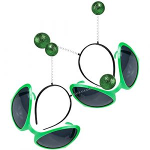 Homoyoyo Lot De 4 Sets De Accessoires De Costume Extraterrestre 2 Serre-têtes à Extensions Vertes 2 Paires De Lunettes Grises Fantaisie, Bandeau Amusant Cosplay Fête Déguisement (meRIoy, neuf)