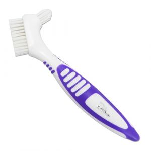 Brosse pour proth&egrave;se dentaire ~ Poign&eacute;es en caoutchouc, poign&eacute;e facile &agrave; tenir, t&ecirc;te &agrave; double poils (violet, taille unique) (Dental Aesthetics Dental Supplies, neuf)