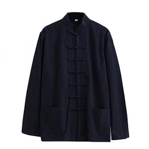 Veste Kung Fu Loose, Tai Chi Uniforme Hommes Chinoise Kung Fu V&ecirc;tements Coton Linge de Linge V&ecirc;tements Chun, Manches Longues Tang Costume Hanfu Veste Hanfu Couteau D black-7XL (攀枝花周彬商贸有限公司, neuf)