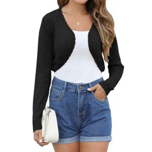 Gyabnw Boléro Cardigan à Manches Longues Gilet Femme Tricoté Ajouré Boléro Chic et Elégant au Printemps et à L'automne Veste Cardigan de Mariage Robe de Soirée (XUN Fashion, neuf)
