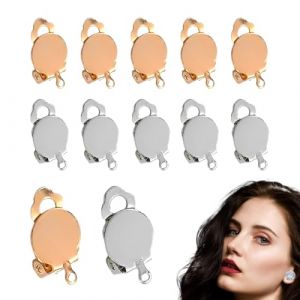 Lot de 60 boucles d'oreilles en acier inoxydable, en or, pinces &agrave; boucle d'oreille rondes, plates, clips sur les r&eacute;sultats Convertisseurs de boucles d'oreilles avec accessoires faciles &agrave; coudre (UAB WSVLKE LT, neuf)