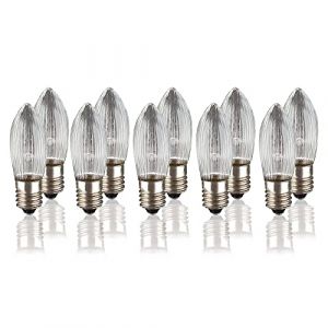 hellum 950021 Lot de 10 bougies de rechange pour arc-boutant 8 V, 3 W, pour guirlande lumineuse d'intérieur avec 30 points lumineux, ampoules E10, 8 V, 3 W, 22 lumens (Hellum Direkt, neuf)