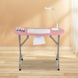 JUDEMII Table de manucure avec coussinet de poignet - Table à ongles avec sac de transport étanche - Table de manucure portable avec 3 sacs d'aspirateur - Rose - 90 x 40 x 72,5 cm (MXJUDE, neuf)
