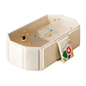 Baignoire pliable bébé – Baignoire bébé portable pour enfants 0-8 ans, Baignoire enfant pliable pour douche avec bouchon de vidange – Baignoire enfant pliable multifonction, Beige (Vizia E-commerce, neuf)