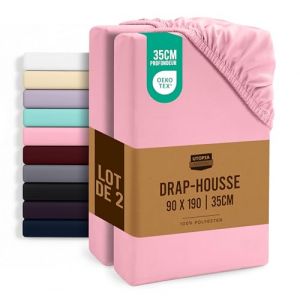 Utopia Bedding Lot de 2 Drap Housse - Rose, 90 x 190 cm - Coupes de 35 cm pour Matelas épais - Microfibre brossée (Utopia Deals Europe, neuf)