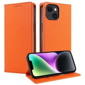 FERLAN Coque pour Samsung Galaxy S7,Etui Fente pour Cartes [RFID Blocage] Housse Cuir V&eacute;ritable Support Portefeuille Protection Coque avec Samsung Galaxy S7 - Orange (BiBoDan, neuf)