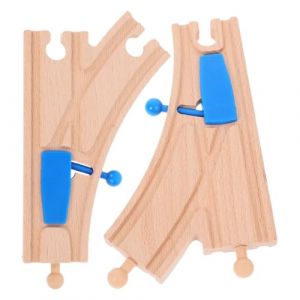 Bestonzon Lot De 2 Set Train en Bois De Accessoires De Ferr&eacute;E en Bois pour Gar&ccedil;on Et Filles Piste Incurv&eacute;E S&eacute;Curis&eacute;E Jouet &Eacute;Ducatif De Cr&eacute;Ativit&eacute; Compatible avec Trains en pour Jeu (Mark teno, neuf)