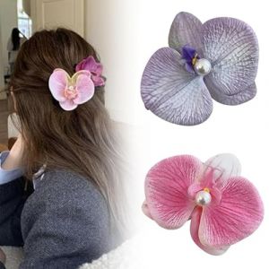 Pinces à cheveux fleur d'orchidée papillon, épingle à cheveux orchidée papillon bohème, pinces à cheveux élégantes fleur d'orchidée artificielle en soie, pinces à cheveux fleur for femmes (Color : CO (Tong Ting Official Store, neuf)