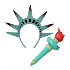 DEARMAMY 1 Ensemble Statue De La Liberté Bandeau Statue De La Liberté Souvenir Statue De La Liberté Torche Et Couronne Halloween Dame Liberté Couronne Dame Liberté Costume Dame Liberté (Telinei, neuf)