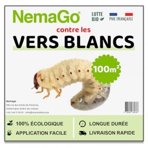 Nemago&reg; - HB N&eacute;matodes Contre les Vers Blancs (50 Millions) - Couvre 100m&sup2; jardin, pelouses et plantes - Traitement lutte Biologique contre Hannetons & Otiorhynques (Maluttebio, neuf)