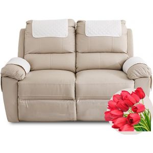 Housse D'appui-Tête pour Meubles, Housse D'accoudoir, Canapé 2/1/3 Places avec Accoudoirs Housse de Protection pour Appuie-Tête de Chaise Inclinable (Color : Beige White, Size : 4 Pieces(2xpocket)) (MOSIED, neuf)