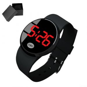 KHIronHive Montre &eacute;lectronique LED pour voiture avec grand &eacute;cran et activation tactile, design cr&eacute;atif en plastique pour &eacute;tudiants hommes et femmes, pour divers v&eacute;hicules (noir rouge) (sweetjing, neuf)