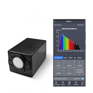 Spectrom&egrave;tre Mobile Haute Pr&eacute;cision (340-1000nm) & Luxm&egrave;tre - Analyseur de Lumi&egrave;re LED, PAR, PPFD pour Agriculture - Mesure IRC, CCT, CIE - Connexion Type-C Android (Rapports PDF via PC) (Vingnut, neuf)